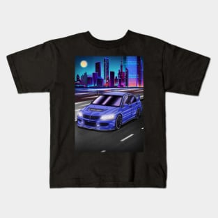 Mitsubishi Lancer Evolution 8 Cyberpunk city Kids T-Shirt